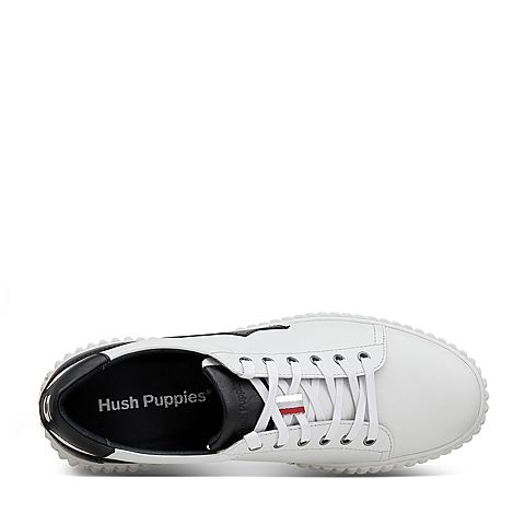Hush Puppies/暇步士秋季新款专柜同款白色牛皮系带运动风男休闲板鞋小白鞋F1A02CM7