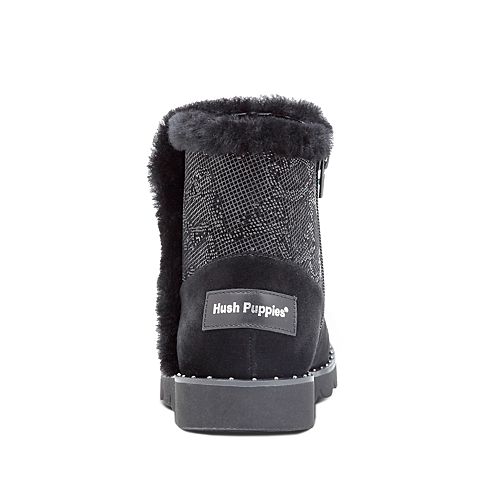 Hush Puppies/暇步士冬季专柜同款黑色舒适女休闲靴HML51DD7