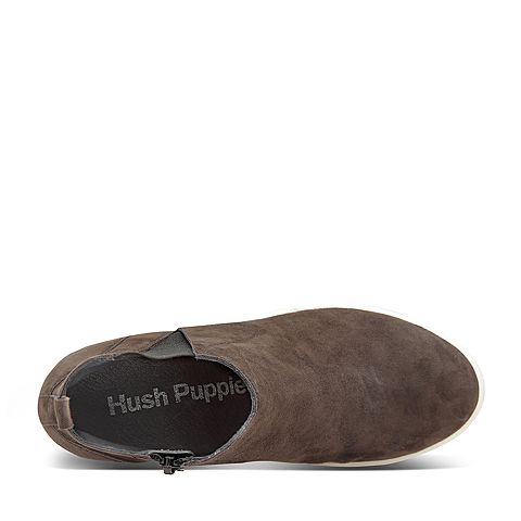 Hush Puppies/暇步士冬季专柜同款啡色羊绒皮革内增高女休闲靴短靴HKK49DD7OS