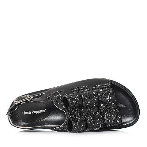 Hush Puppies/暇步士2018夏季专柜同款黑色牛皮蝴蝶结女皮凉鞋P1G02BL8