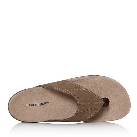 Hush Puppies/暇步士2018夏季专柜同款灰色牛皮革男皮凉鞋拖鞋人字拖01830BT8