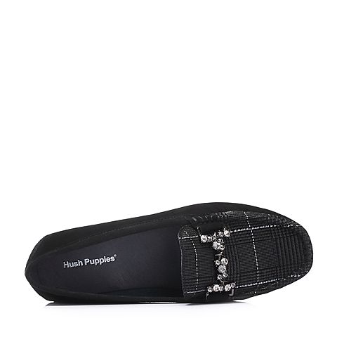 Hush Puppies/暇步士2018秋季新款专柜同款黑色羊皮革女休闲鞋乐福鞋R1B10CM8