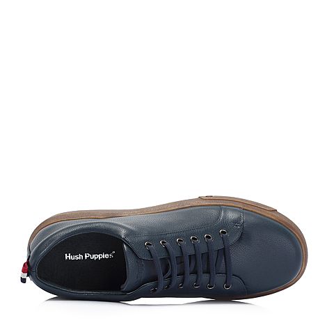 Hush Puppies/暇步士2018秋季新款专柜同款深蓝色牛皮革男休闲鞋板鞋D1M02CM8
