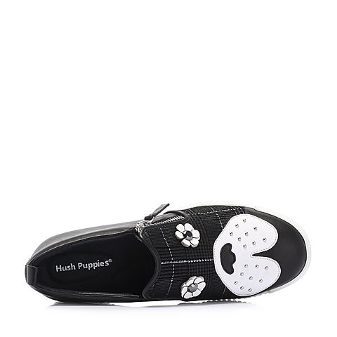 Hush Puppies/暇步士2018秋季新款专柜同款黑色猪皮革/绵羊皮革女狗狗鞋HLX26CM8