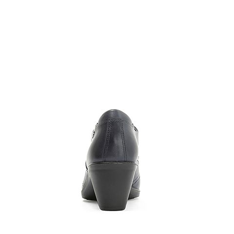 Hush Puppies/暇步士2018秋季新款专柜同款深蓝色牛皮革女皮鞋单鞋X1N06CM8