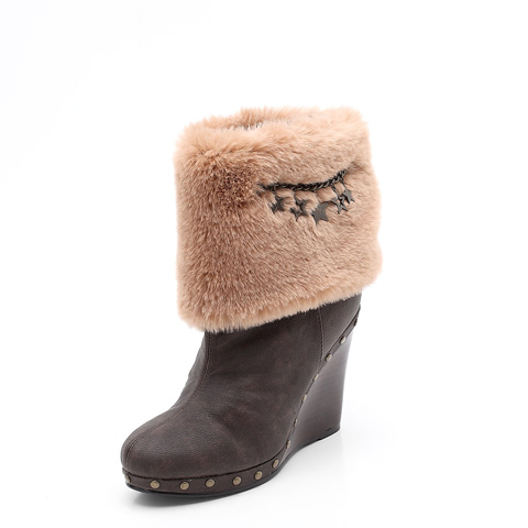 INNET/茵奈儿 及踝靴冬季啡色女靴2HW42DD1保暖防滑系列