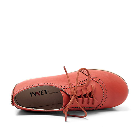 INNET/茵奈儿 及踝靴秋季红色人造革女鞋2JW23CM2
