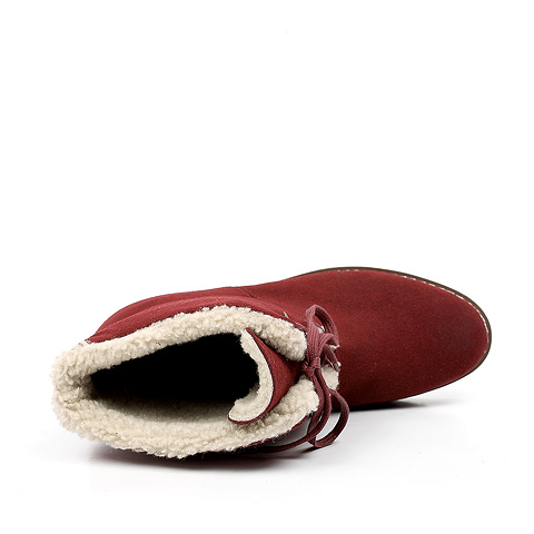 BELLE/百丽旗下 INNET/茵奈儿 及踝靴冬季红色人造革女雪地靴2IJ40DD2保暖防滑系列