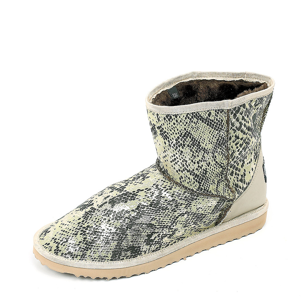 BELLE/百丽旗下 INNET/茵奈儿 及踝靴冬季绿金红布/米色人造革女皮雪地靴FRU43DD2保暖防滑系列
