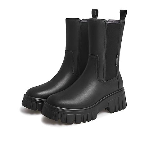 Teenmix/天美意2021冬商场同款时尚切尔西靴女皮中靴CVA63DZ1