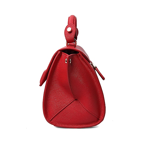 BELLE/百丽箱包春季专柜同款深红色牛剖层皮革手包X3322AX6