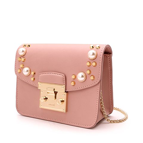 BELLE/百丽箱包夏季专柜同款粉色人造革珍珠时尚包3720XBN7