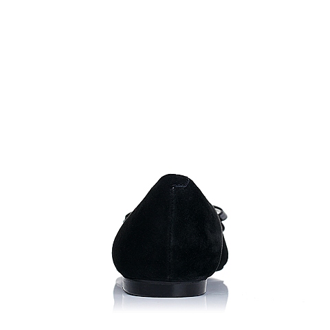 Joy&Peace/真美诗秋季专柜同款黑色羊绒皮革女单鞋ZN910CQ5