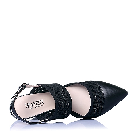 Joy&Peace/真美诗春季专柜同款黑色打蜡小牛皮女凉鞋ZL524AH6