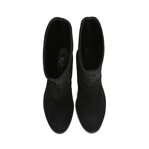 Joy&Peace/真美诗冬季专柜同款黑色羊皮女皮靴ZWZ47DG6