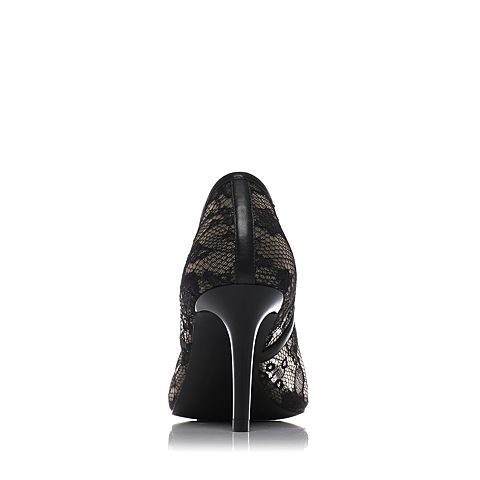 Joy&Peace/真美诗春季专柜同款黑色蕾丝网布女皮单鞋ZM103AU6