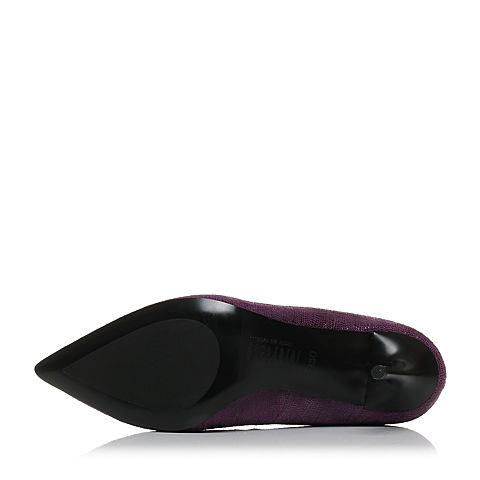 Joy&Peace/真美诗秋季专柜同款紫色羊皮优雅裂面纹路浅口女单鞋ZJ840CQ6