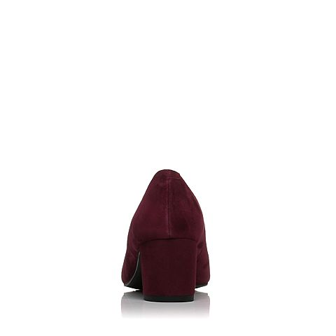 JoyPeace真美诗秋季专柜同款紫红色羊绒皮粗跟女单鞋YNC04CQ7