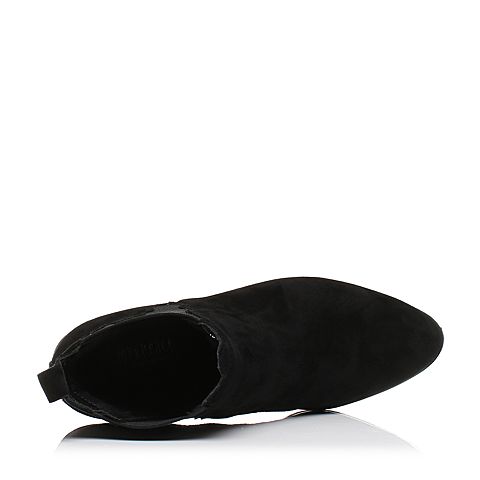 JoyPeace真美诗冬季专柜同款黑色（绒里）羊绒皮女皮靴粗跟短筒靴高跟靴子短靴YNY22DD7