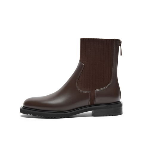 真美诗2023冬季新款商场同款圆头拼接弹力袜靴51661DZ3