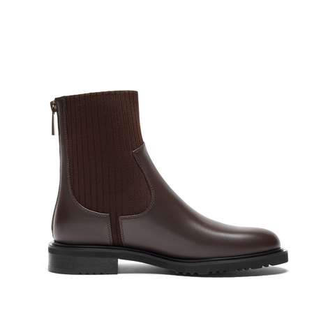 真美诗2023冬季新款商场同款圆头拼接弹力袜靴51661DZ3