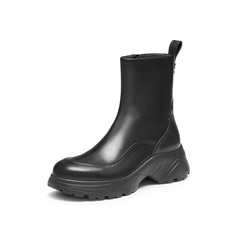 真美诗2024冬季新款金属花扣舒适圆头运动风弹力靴女YYM23DZ4