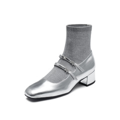 真美诗2024冬季新款银河遐想法式双细带玛丽珍袜靴YZY02DD4