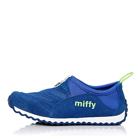 MIFFY/米菲春秋季蓝色反毛皮/织物男小童一脚蹬毛毛虫跑步鞋M99169