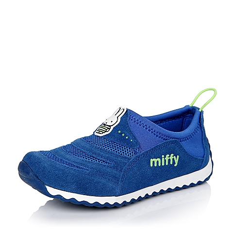 MIFFY/米菲春秋季蓝色反毛皮/织物男小童一脚蹬毛毛虫跑步鞋M99169