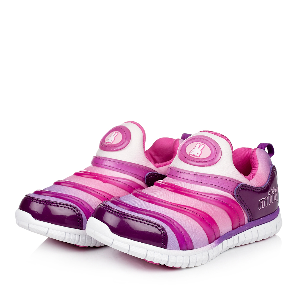 MIFFY/米菲童鞋2015秋季新品紫色PU/织物女小中童毛毛虫跑步鞋DM0405