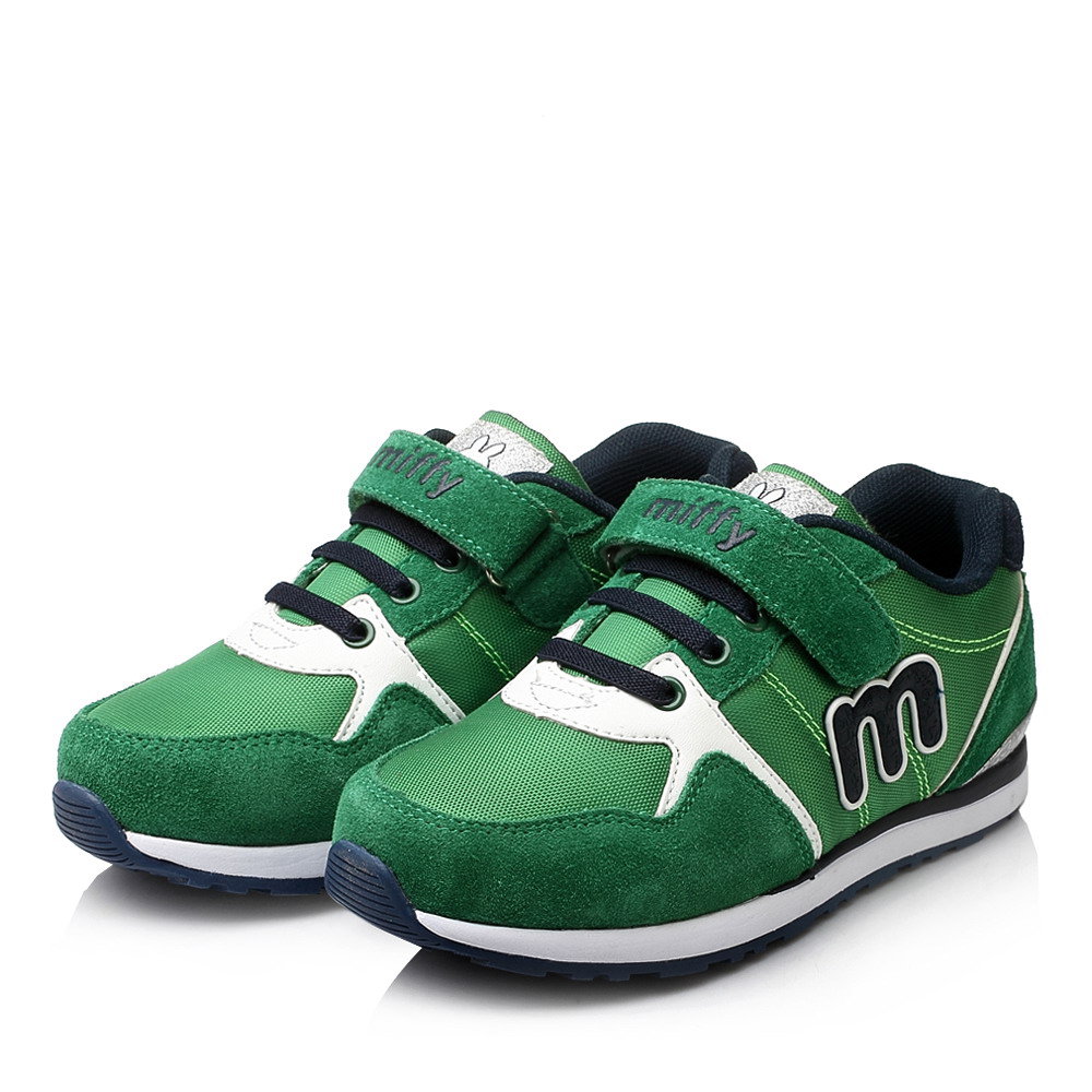 MIFFY/米菲童鞋2015秋季新品绿色反毛皮/PU男中童跑步鞋DM0437