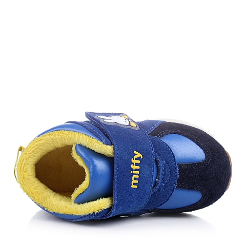 MIFFY/米菲冬季蓝色反毛皮/PU男婴幼童学步鞋DM0491