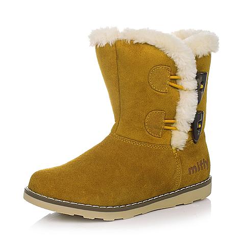 米菲（miffy)15冬雪地靴女童鞋冬季牛皮加绒保暖童靴潮DM0188