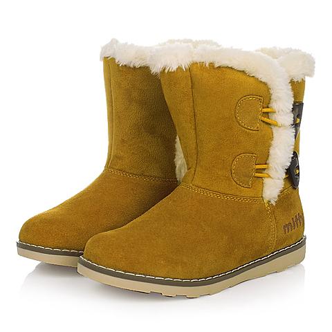 米菲（miffy)15冬雪地靴女童鞋冬季牛皮加绒保暖童靴潮DM0188