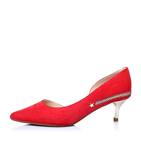 millie's/妙丽春季专柜同款红色羊皮浅口女单鞋LXW09AQ5