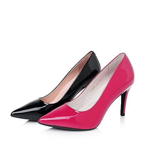 millie's/妙丽秋季专柜同款紫红色漆皮胎牛皮革女单鞋LXX18CQ5