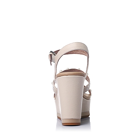 millie’s/妙丽夏季专柜同款白色羊皮女凉鞋LGH05BL5