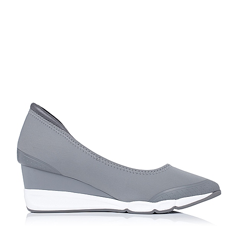 millie's/妙丽秋季专柜同款灰色休闲混搭风舒适浅口坡跟女单鞋LB901CQ5
