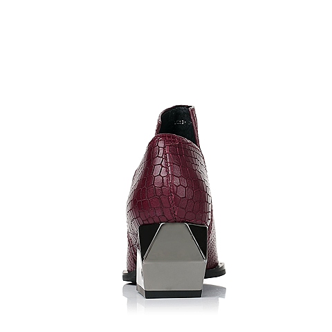 millie's/妙丽秋季专柜同款酒红色牛皮革女皮鞋LC121CM5