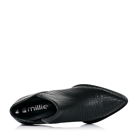 millie's/妙丽秋季专柜同款黑色牛皮女皮鞋LC121CM5