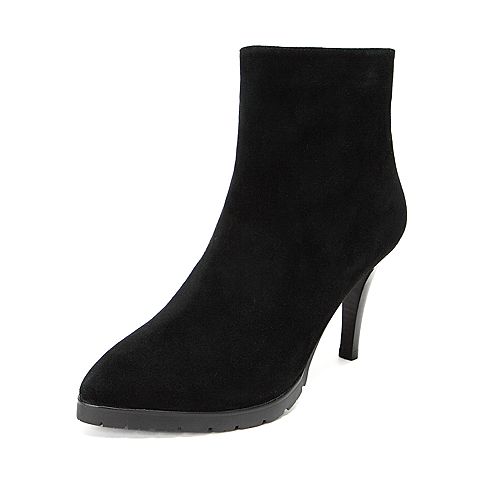 millie's/妙丽冬季专柜同款黑色羊皮女皮靴E715ADD5