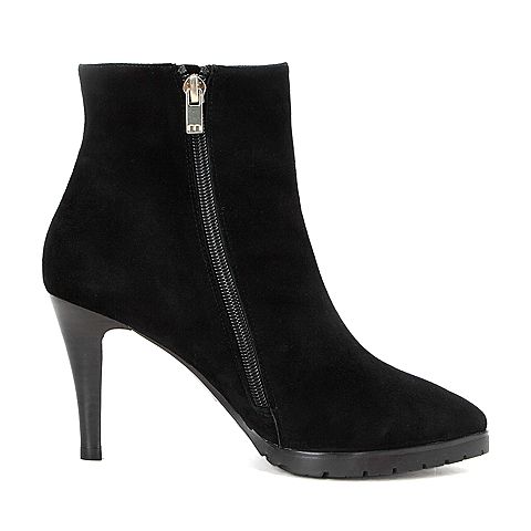millie's/妙丽冬季专柜同款黑色羊皮女皮靴E715ADD5