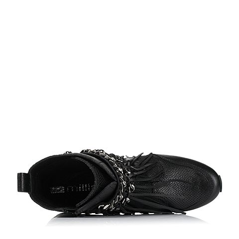 millie's/妙丽冬季专柜同款黑色山羊皮/牛皮女休闲靴LCN41DD5