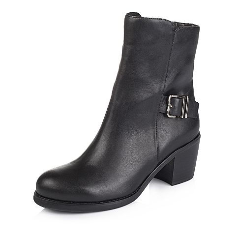 millie's/妙丽冬季专柜同款黑色牛女靴（皮里）LQE55DD5