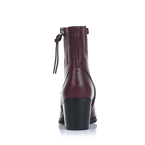 millie's/妙丽冬季专柜同款酒红色牛皮女靴（皮里）LQE56DD5