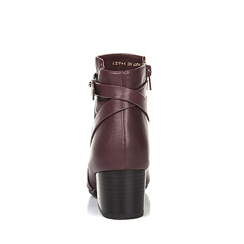 millie's/妙丽冬季专柜同款酒红色牛皮女皮靴（皮里）LZV44DD5