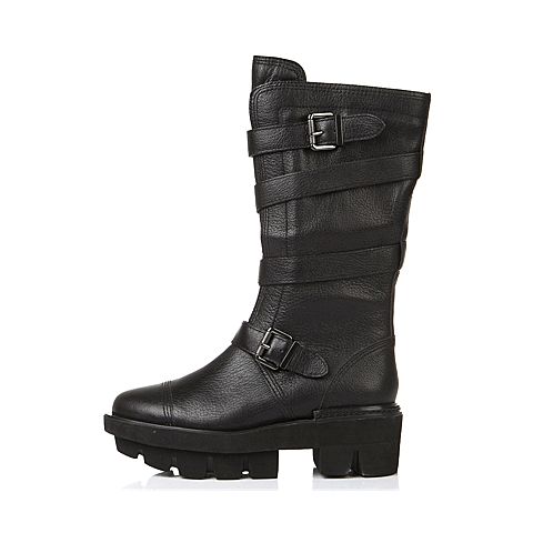 millie's/妙丽冬季专柜同款黑色羊皮女皮靴LD170DG5