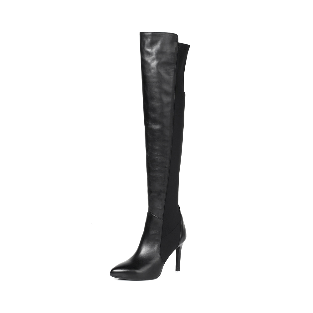 millie's/妙丽冬季专柜同款黑色时尚女皮靴LXM81DC5