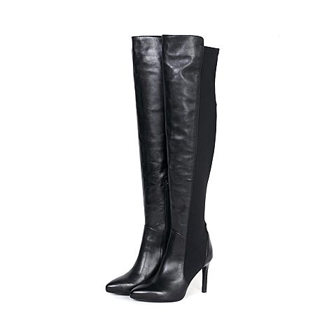 millie's/妙丽冬季专柜同款黑色时尚女皮靴LXM81DC5