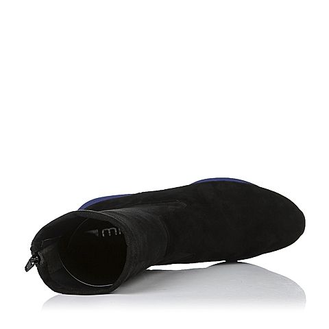 millie's/妙丽冬季专柜同款黑色羊绒皮/弹力绒布女皮靴（皮里）LC461DZ5